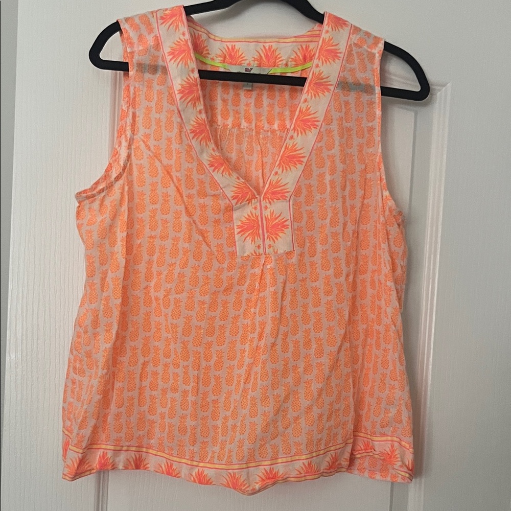 Vineyard Vines Orange Pineapple Print Tank Top